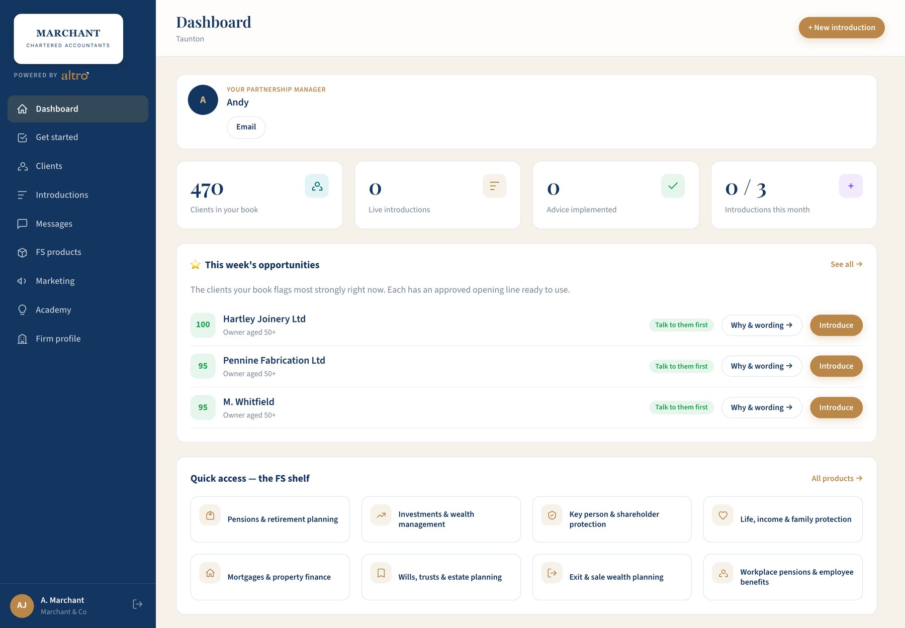 The partner dashboard