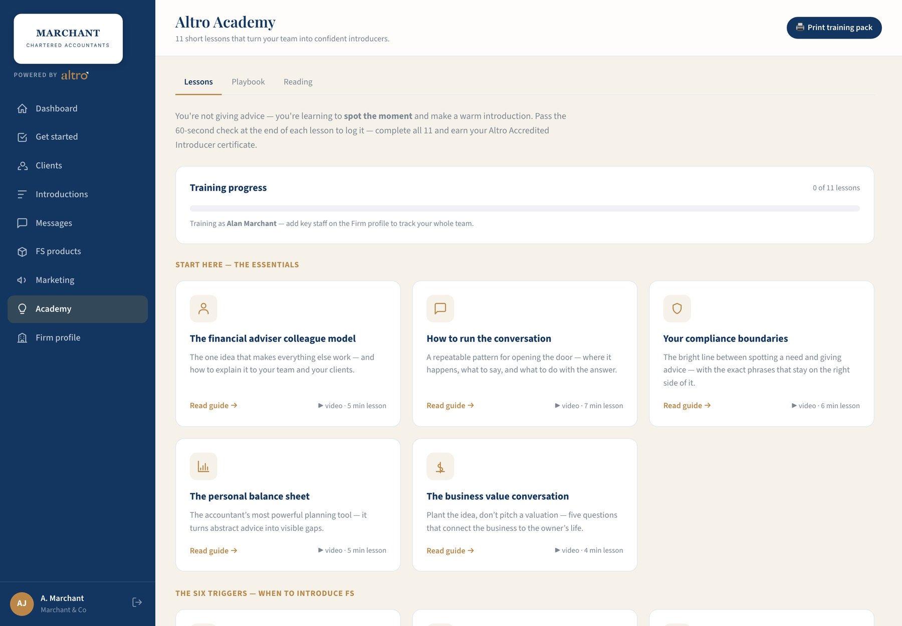 The Academy section of the partner portal